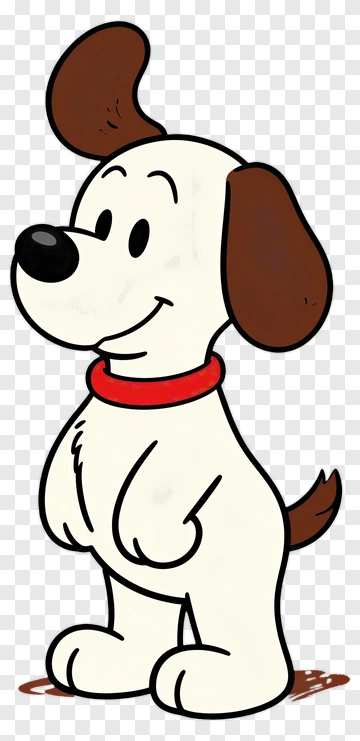 Cartoon Dog With Red Collar PNG