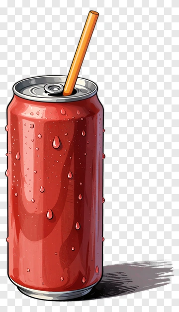 Cartoon Soda Can With Straw PNG