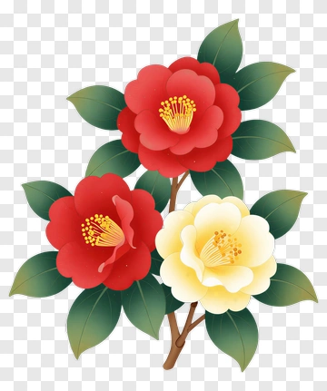 Colorful Camellia Flower Bouquet PNG