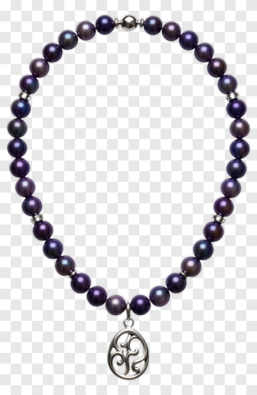Purple Pearl Necklace With Silver Pendant PNG
