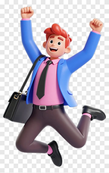 3D Businessman Jumping With Excitement PNG