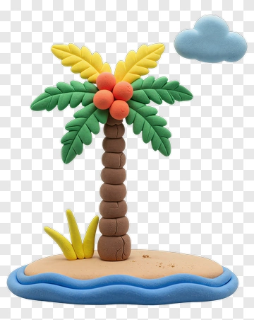 Colorful Clay Palm Tree On A Beach PNG