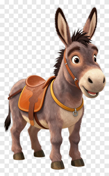 Cartoon Donkey With Saddle PNG