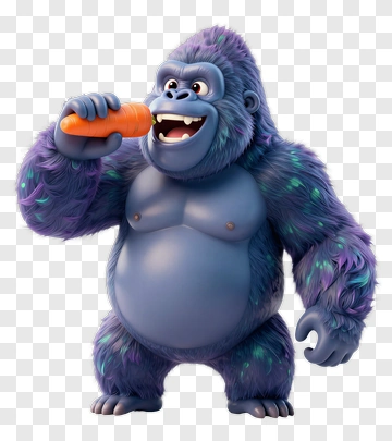 Cartoon Gorilla Holding A Carrot PNG