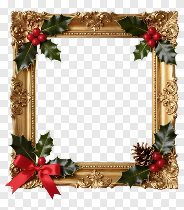 Christmas Frame With Holly And Pinecones PNG