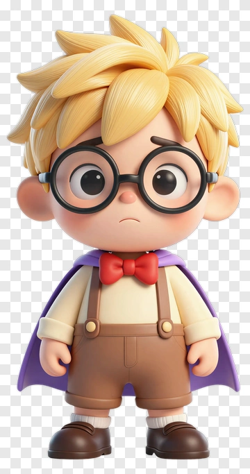 Cartoon Boy Wearing Glasses And A Cape PNG