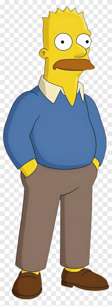 Cartoon Character With Blue Sweater And Brown Pants PNG