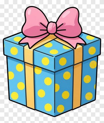 Colorful Gift Box With Polka Dots And Ribbon PNG