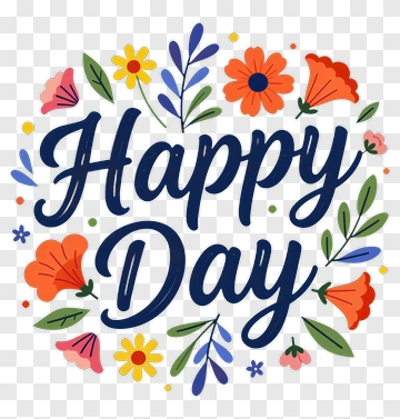 Happy Day Floral Design PNG