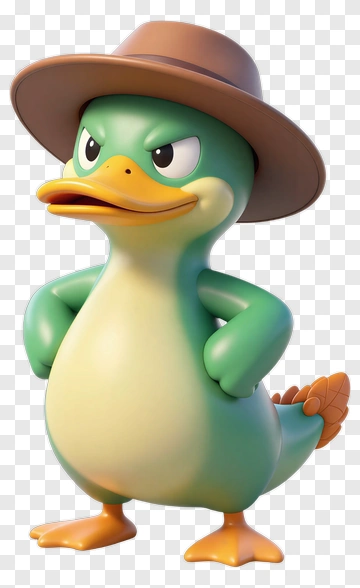 Cartoon Duck Wearing A Hat PNG