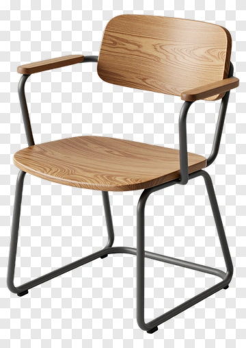 Wooden Chair With Metal Frame PNG