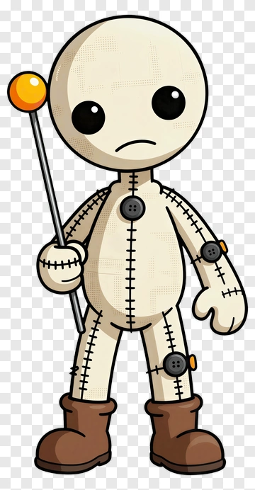 Cartoon Voodoo Doll Holding A Stick PNG