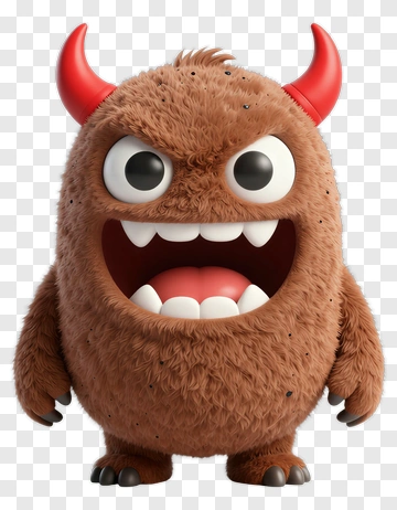 Cartoon Monster With Red Horns PNG