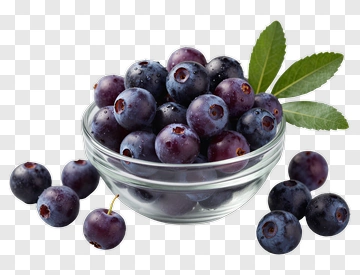 Fresh Blueberries In A Glass Bowl PNG