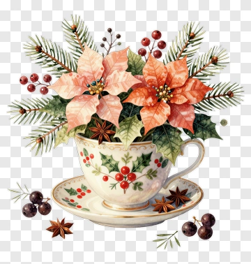 Floral Arrangement In A Teacup PNG