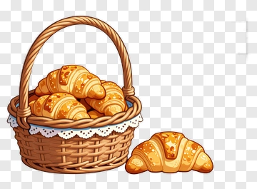 Basket Of Croissants PNG
