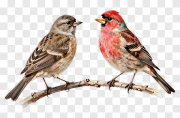 Pair Of Birds Sitting On A Branch PNG
