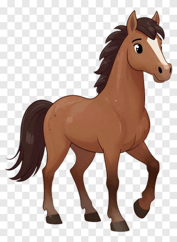 Cartoon Brown Horse PNG
