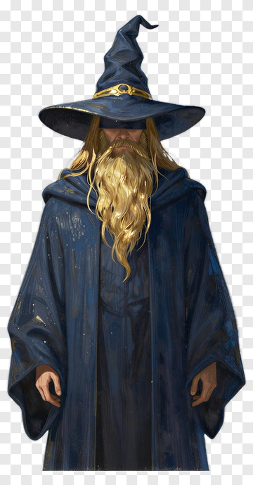 Wizard In A Blue Cloak And Hat PNG