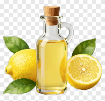 Lemon And Olive Oil With Fresh Leaves PNG