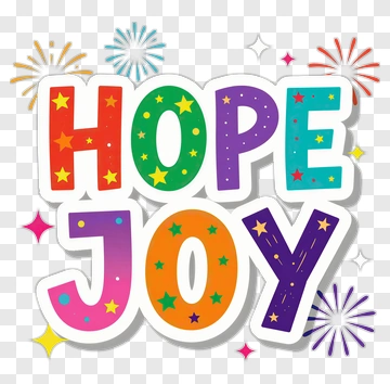 Colorful Hope And Joy Text With Stars And Fireworks PNG