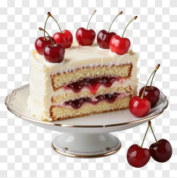 Cherry Layer Cake With White Frosting PNG