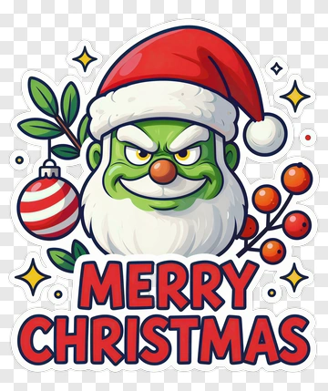 Cartoon Grinch Wearing A Santa Hat For Christmas PNG