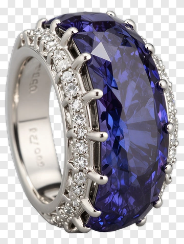 Elegant Blue Gemstone Ring With Diamond Accents PNG