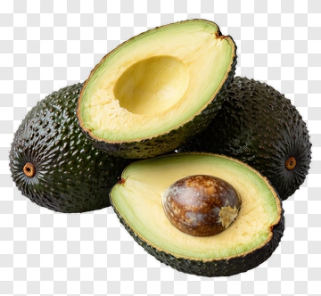 Fresh Avocados With A Cut Half Showing The Seed PNG
