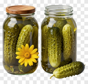 Pickles In Jars With A Flower PNG