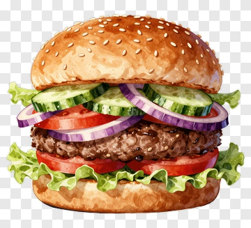 Delicious Hamburger With Fresh Vegetables PNG
