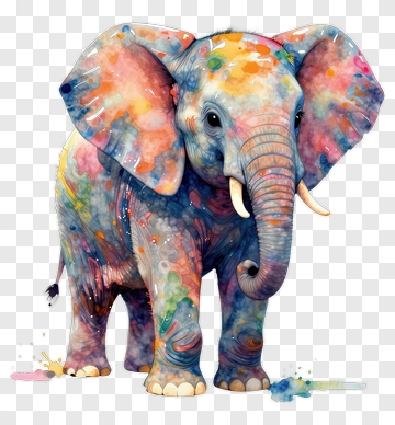 Colorful Watercolor Elephant PNG