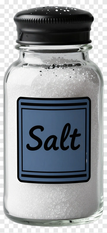 Salt Shaker With Black Lid PNG