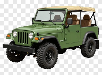 Green Jeep Wrangler With Tan Soft Top PNG