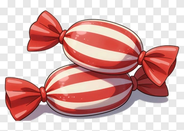 Striped Candy With Red Bows PNG