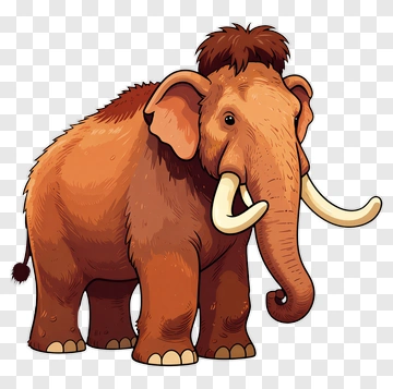 Cartoon Mammoth Standing With A Playful Expression PNG