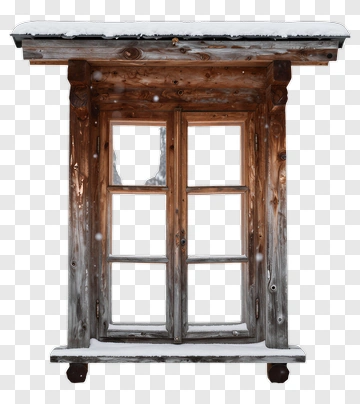 Wooden Window With Snow PNG