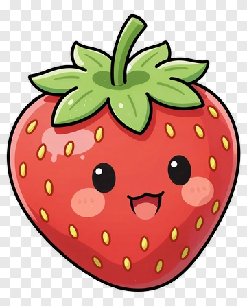 Cartoon Strawberry With A Happy Face PNG