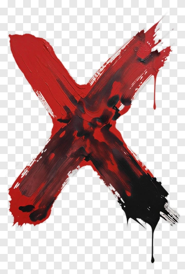 Red And Black Paint Streaked X PNG