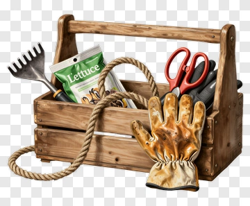 Gardening Toolbox With Gloves And Scissors PNG