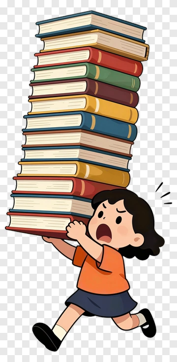 Girl Carrying A Stack Of Books PNG