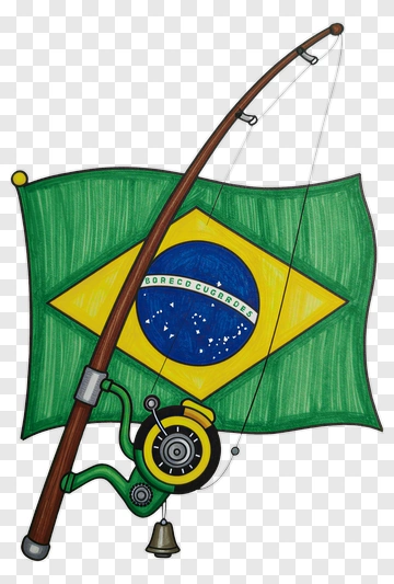 Fishing Rod With Brazilian Flag PNG