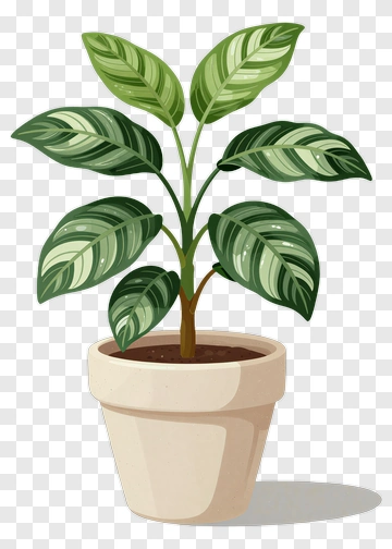 Potted Plant With Green Leaves PNG