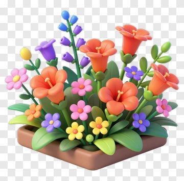 Colorful Flower Bouquet In A Planter PNG