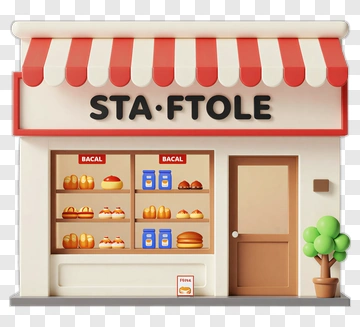 Bakery Storefront With Bread And Pastries PNG