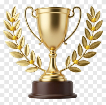 Gold Trophy With Laurel Leaves PNG