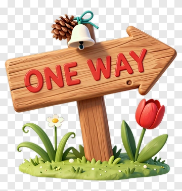 Colorful One Way Sign With Flowers PNG