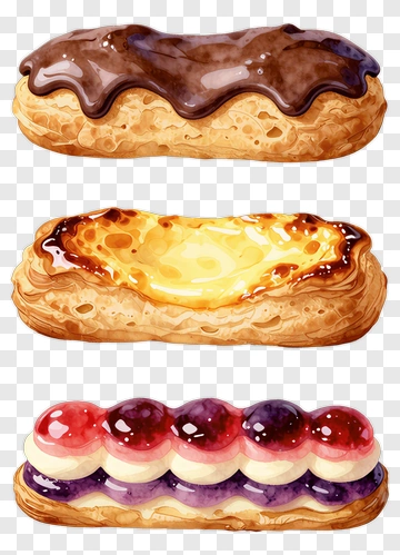 Colorful Eclair Pastries PNG
