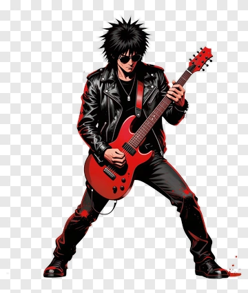 Rock Musician Playing Electric Guitar PNG