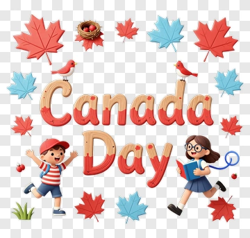 Canada Day Celebration With Children And Maple Leaves PNG